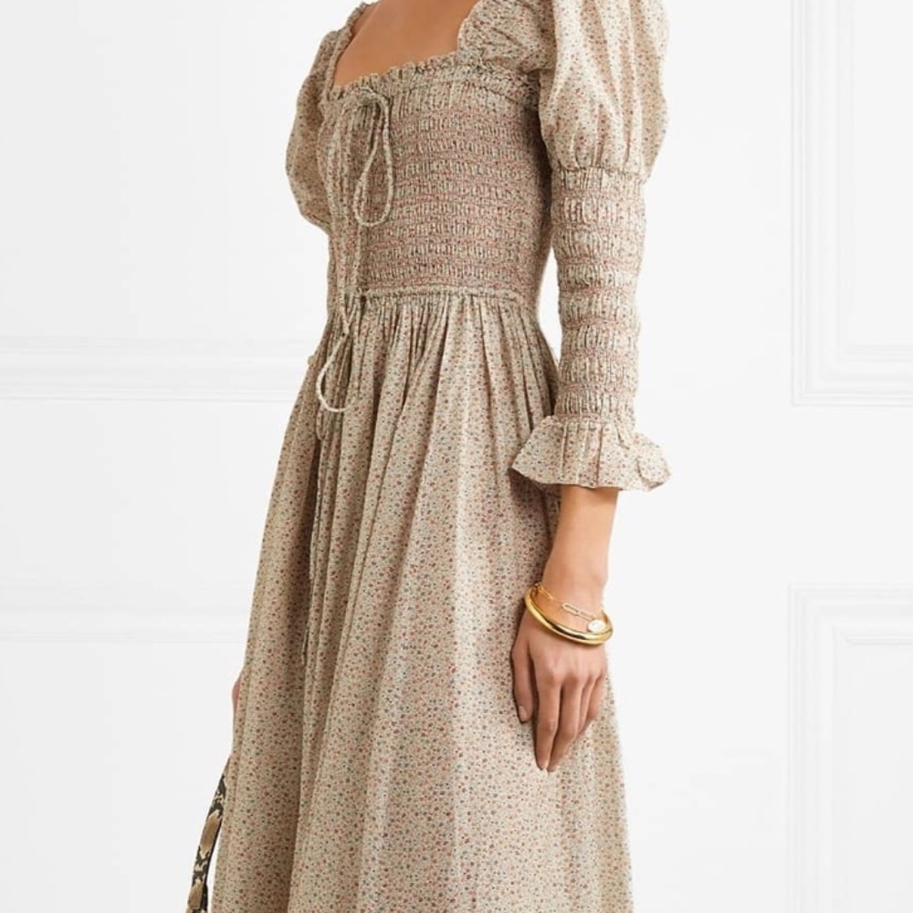 Doen Beige Floral Bijou Dress XS